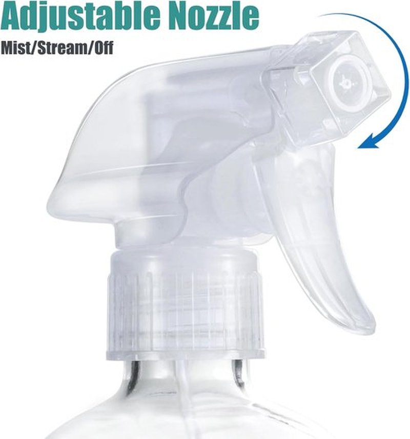 Skiennix Glass Spray Bottles - 16 oz Reusable with Silicone Sleeve & Adjustable Nozzle - 2 Pack in Pale Yellow & Mint Green
