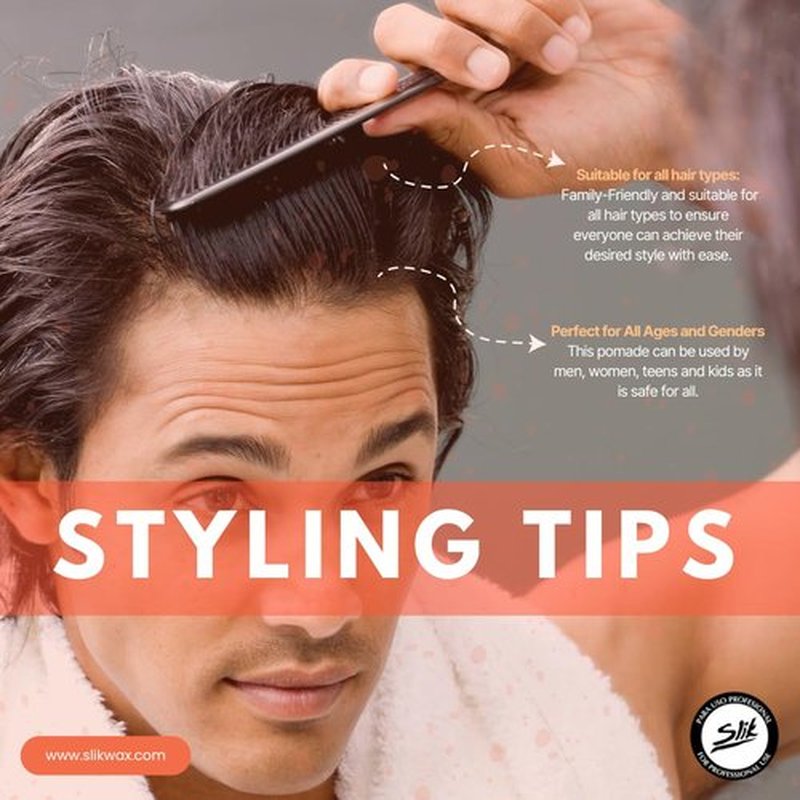 SLIK Hair Styling Pomade 100g / 3.5oz - Strong Frizz Control, Wet Hair Effect, Fruity Smell, Easy Wash Out for Men Women, Teens, and Kids
