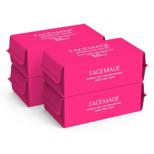 FACEMADE 200 Count (4 Packs) Disposable Face Towels, Ultra Thick Face Towelettes Disposable, Clean Facial Towels for Makeup Remover, Skincare, USDA Certified 100% Biobased
