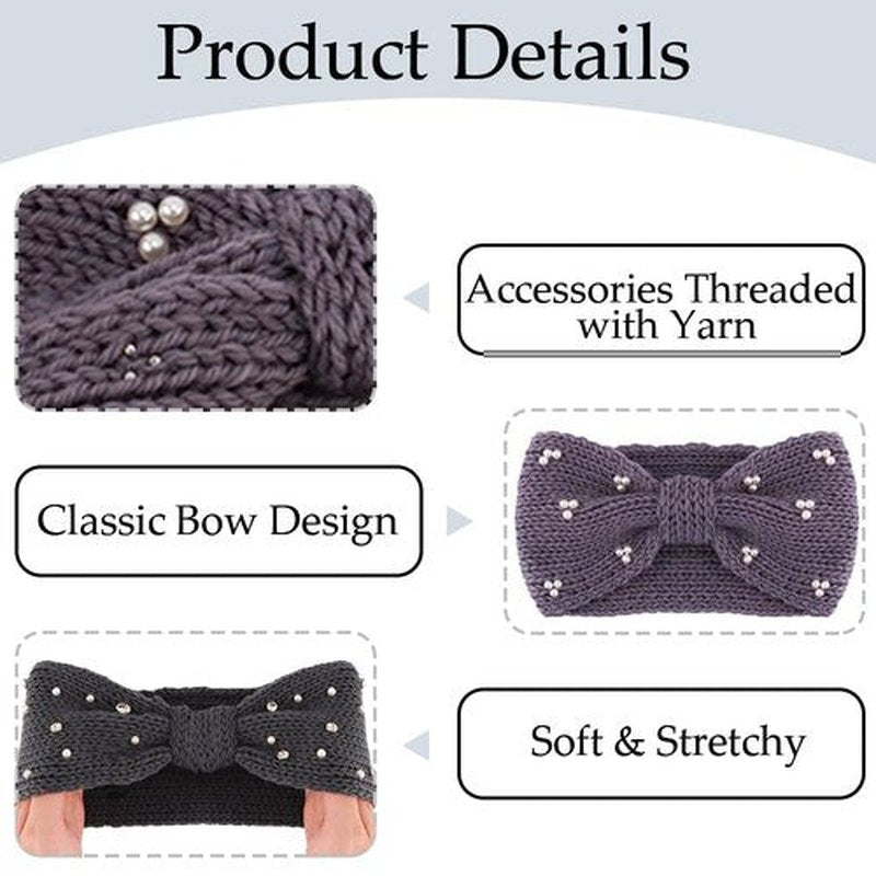 Aprince Winter Headbands for Women 3Pcs, Warm Knit Ear Muffs for Snow Ski, Chunky Knotted Ear Warmers, Thick Crochet Head band, Cold Weather Head Wraps, Stocking Stuffers Gifts