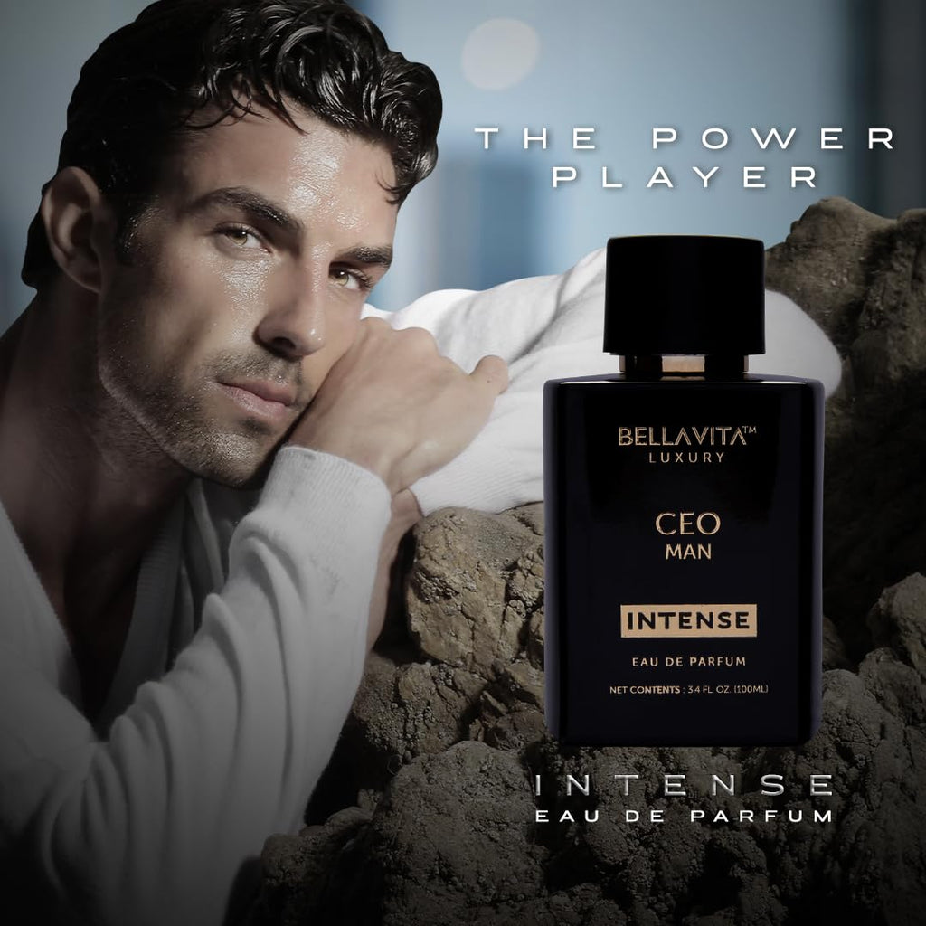 Bellavita Luxury CEO MAN INTENSE Eau de Parfum | 100 ml (3.4 fl.oz.) | Perfume for Men | Aromatic, Lavender, Carnation, and Musk Notes | Long Lasting Men's Fragrance | Gift for Father's Day