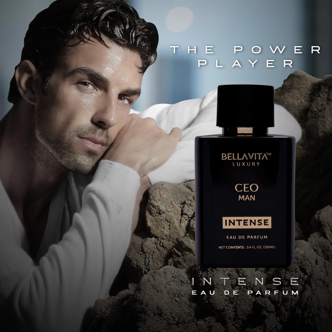 Bellavita Luxury CEO MAN INTENSE Eau de Parfum | 100 ml (3.4 fl.oz.) | Perfume for Men | Aromatic, Lavender, Carnation, and Musk Notes | Long Lasting Men's Fragrance | Gift for Father's Day