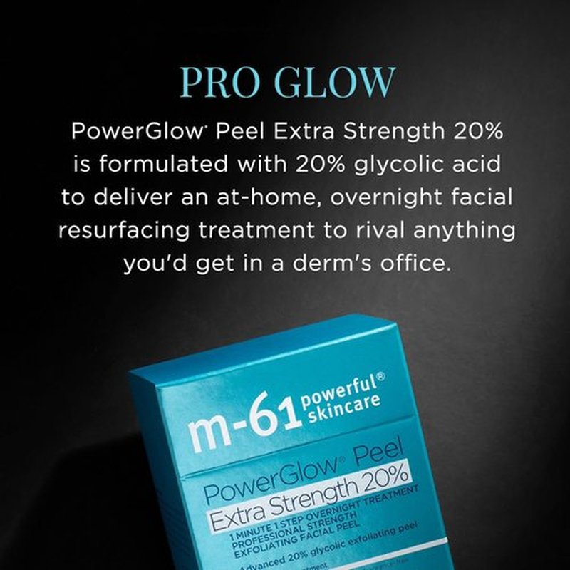 m-61 PowerGlow Peel Extra Strength 20% | Professional Strength Exfoliating Facial Peel With Advanced 20% Glycolic Acid - 8 Treatments