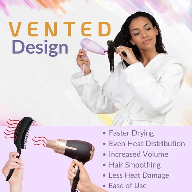 Inatekpro Curved Vented for Blow Drying - Boar Bristle Brush (Medium) with Comfortable Handle - Soft Bristle Brush for Thick and Fine Hair - Natural Boar Bristles for Women, Men & Kids - Grey