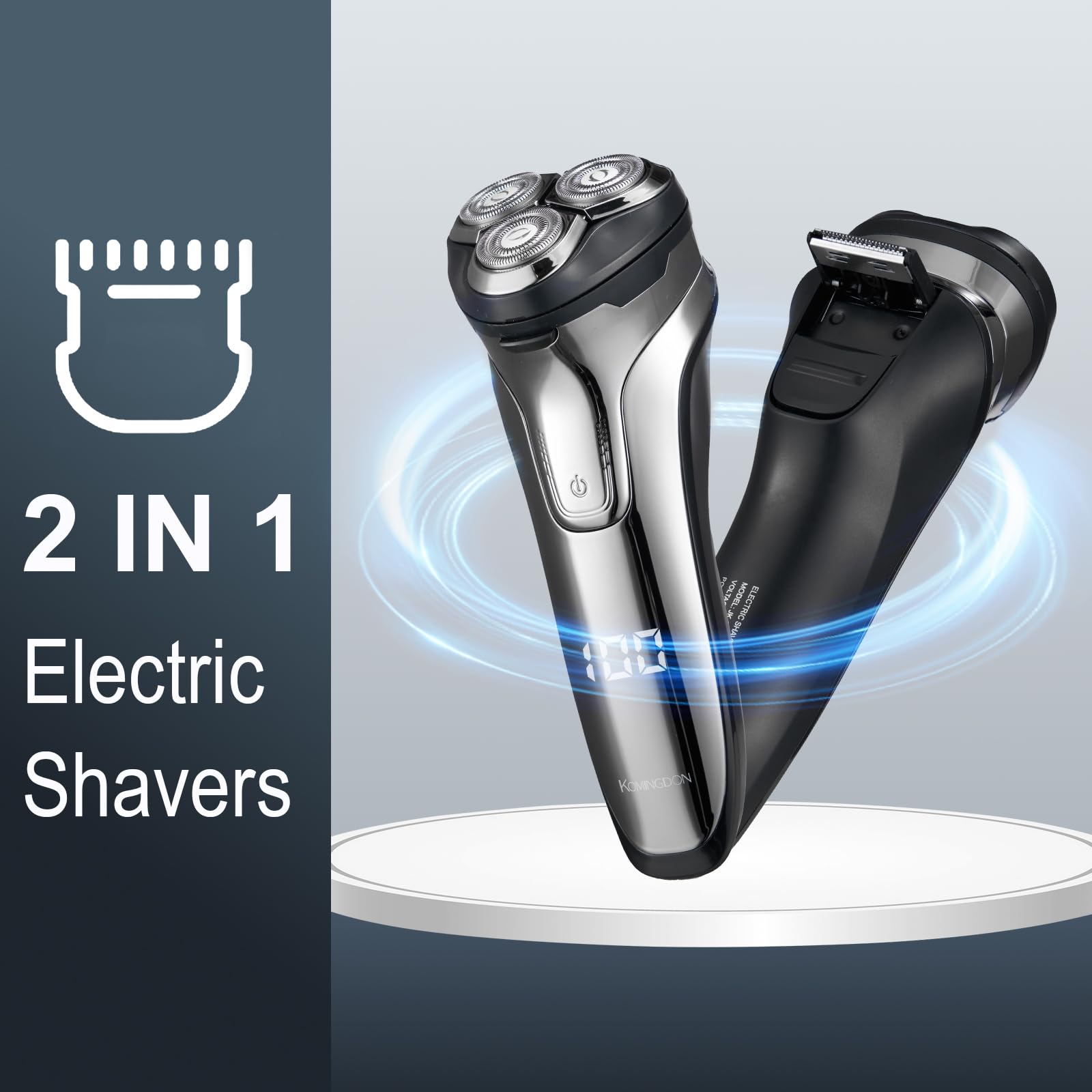 Electric Razor for Men, Cordless Shaver for Men Face, USB-C Rechargeable Mens Electric Razors for Shaving face,Waterproof Wet Dry Shaver with Pop Up Trimmer, Portable Razor by KOMINGDON