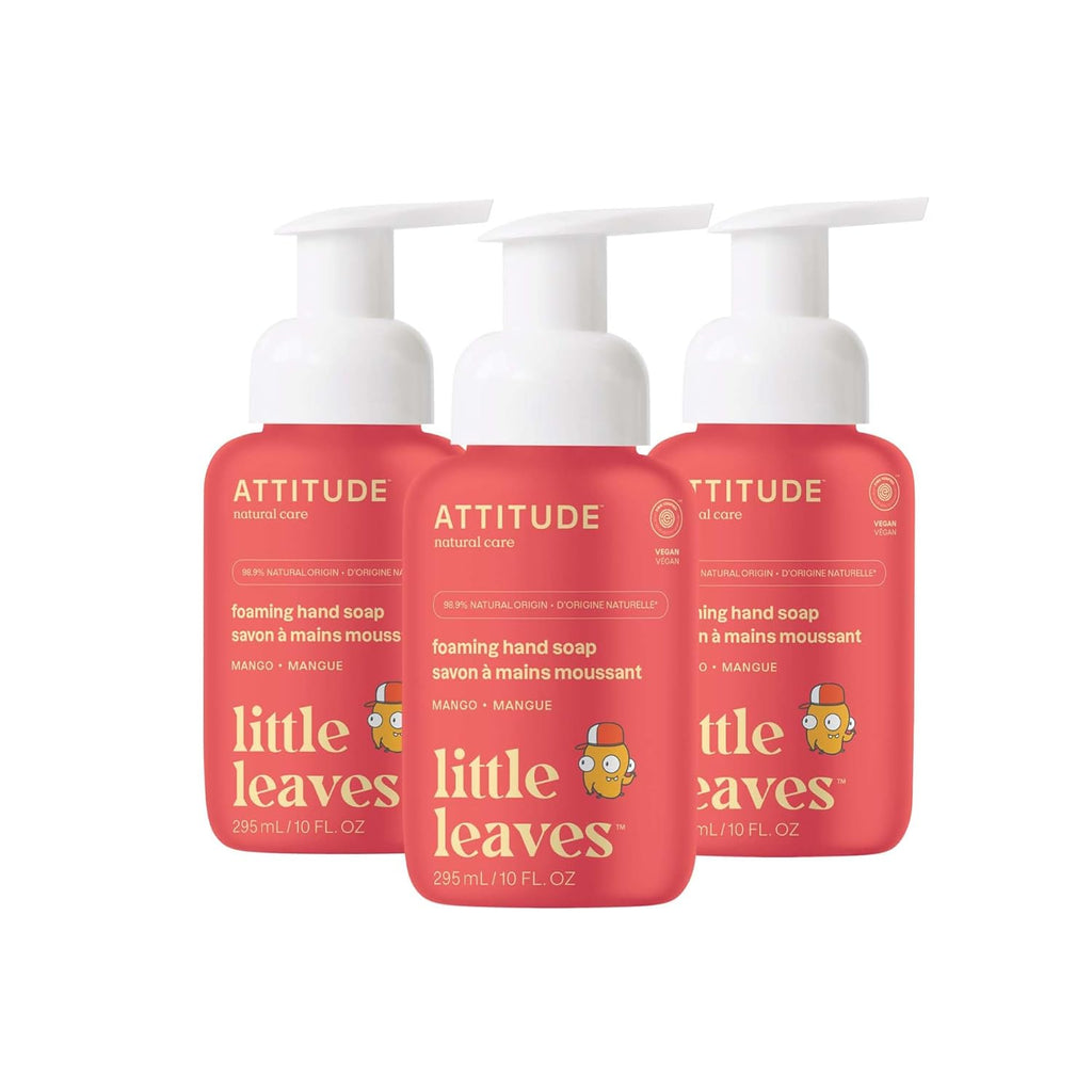 ATTITUDE Foaming Hand Soap for Kids - EWG Verified, Vegan, Plant-Based, Mango Scent | 10 Fl Oz (Pack of 3)