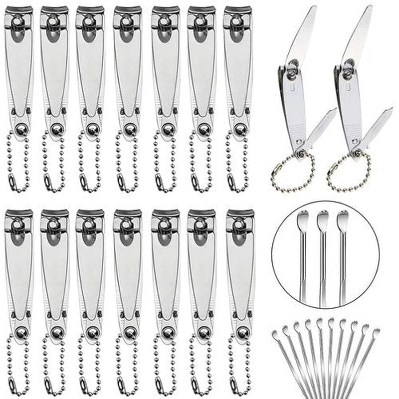 Keeshibao Nail Clippers Bulk with Swing Out File/Keychain Ring, Travel Size 2.2 Inch Small Fingernail Clippers for Men, Women,Adults, Christmas, Homeless (16 Pack Nail Clippers & Earpicks)