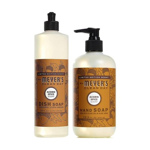 Mrs. MEYER'S Clean Day Variety, 1 Liquid Hand Soap, Acorn Spice, 12.5 OZ, 1 Liquid Dish Soap, Acorn Spice, 16 OZ, 1 CT Variety Pack