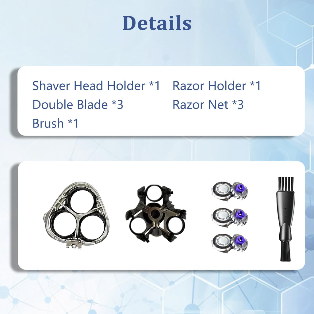 HQ8 Replacement Heads for Philips PT724/PT735 & More – HQ8 Blades Compatible with PT720/721/722/723/725/726/728/729/730, AT830, AT811, Norelco Aquatec Shavers (Whole Head)
