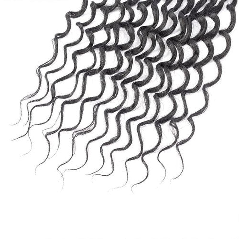 DoeSeor 12 Inch Goddess Locs Crochet Hair 8 Packs New Soft Faux Locs Crochet Braids Deep Wave Pre Looped Hair Extensions for Black Women(1B/8PCS/12inch)