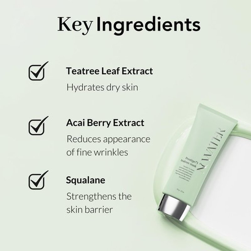 NOWATER Tea Tree Wrapping Mask, Skin Soothing care & Acne-prone Skin - Teatree & 6 Tropical Fruit Extracts, Calming Peel Off Mask, Korean Skincare for Face (2.4 Oz)