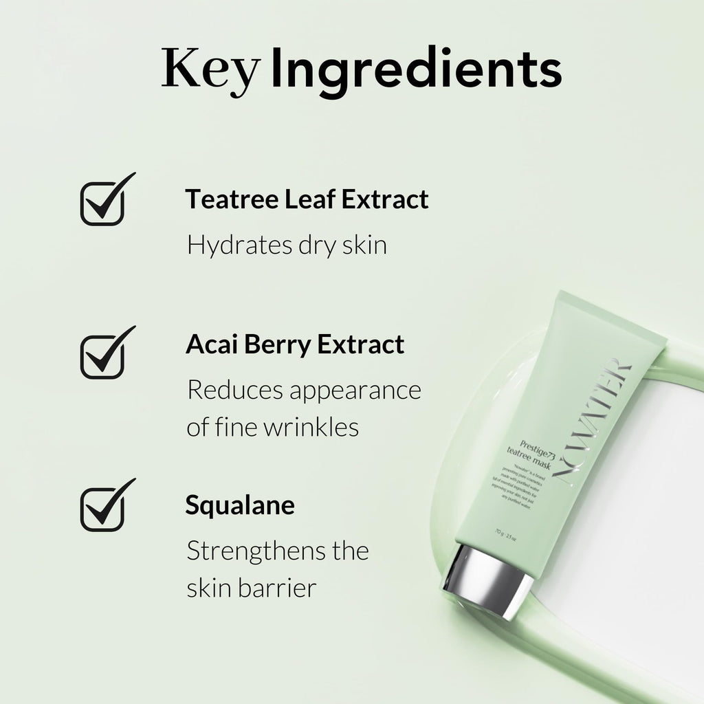 NOWATER Tea Tree Peel Off Mask for Acne-Prone Skin – Korean Wrapping Mask with Centella & 6 Tropical Fruit Extracts, Sebum Control Calming Face Mask, (2.4 fl.oz)