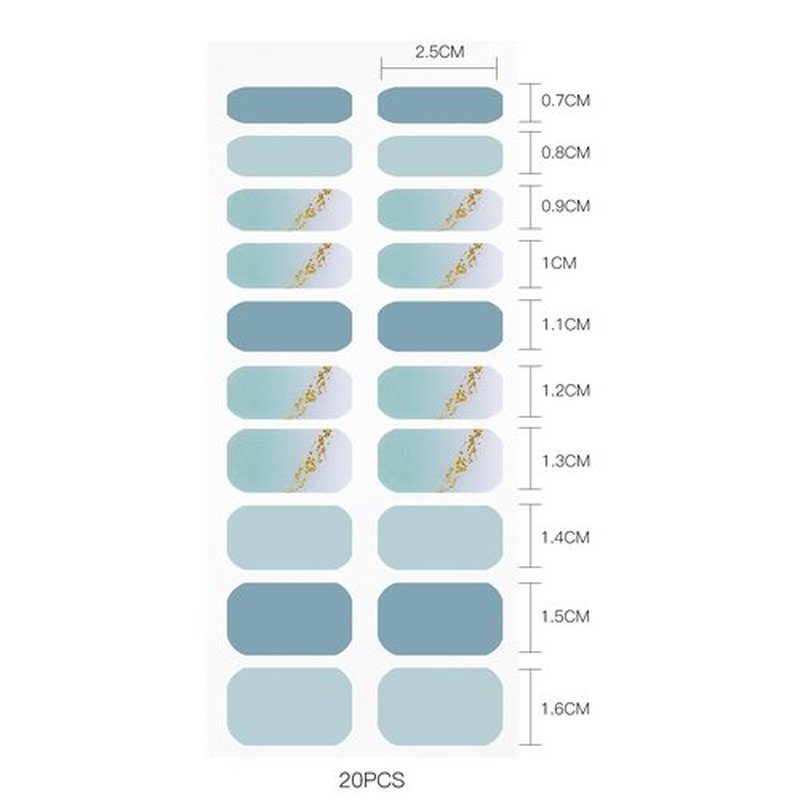 JMEOWIO Gel Nail Stickers Gold Glitter Gradient Blue Semi Cured Gel Nail Strips Wraps UV/LED Nails Art Design Decoration Accessories
