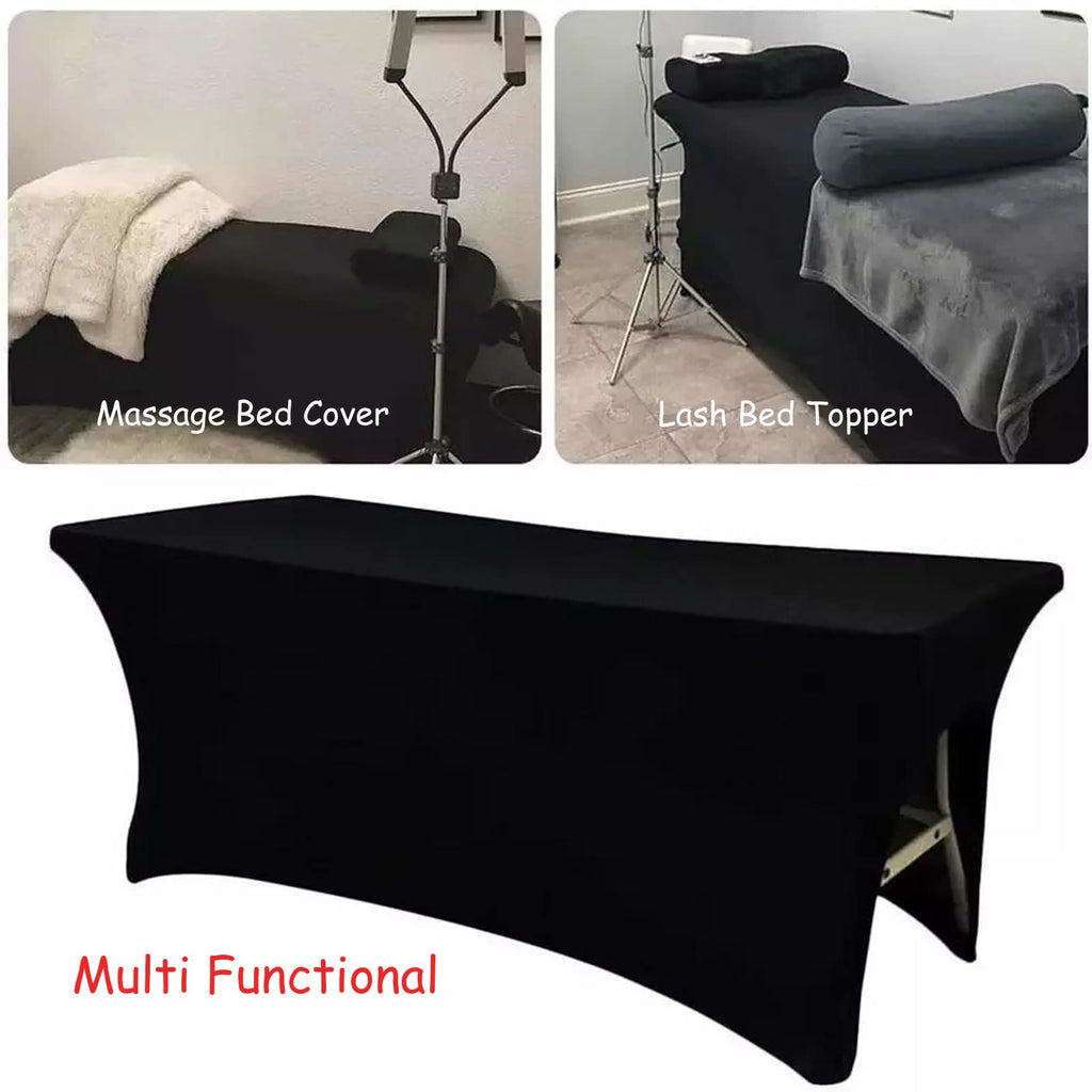 LXIANGN Professional Waterproof Massage Sheets Bed Table Cover with Face Hole,Oilproof Reusable Spa Treatment Sheet for Massage Tables,Machine Washable (Black, 6ft)