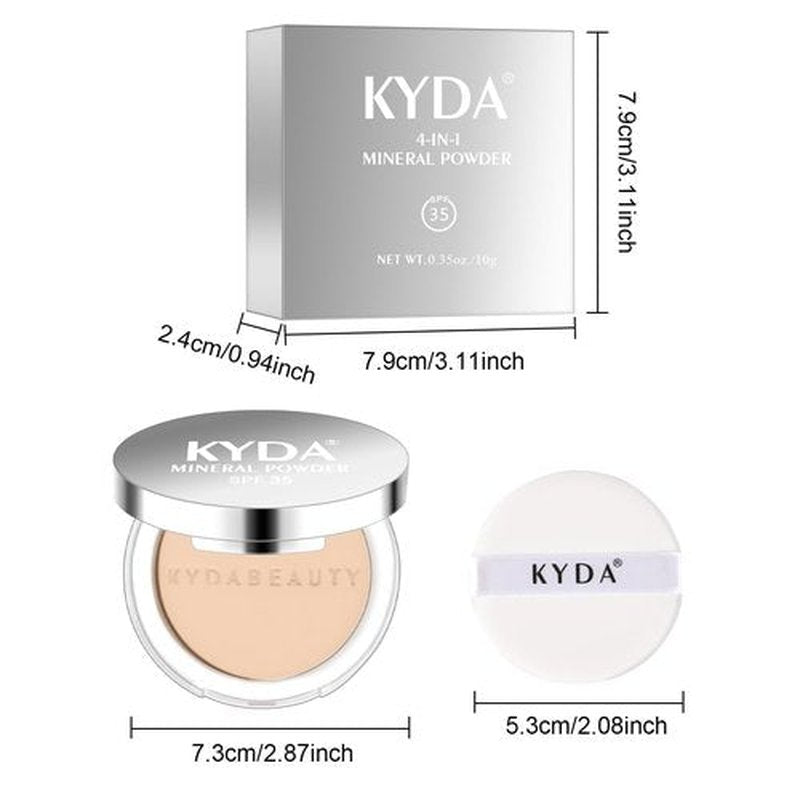 Freeorr 4-in-1 Mineral Pressed Powder, SPF 35 Powder Foundation with Concealer and Finishing, Matte Weightless Buildable Foundation, Light to Medium Coverage, 06 Natural Beige