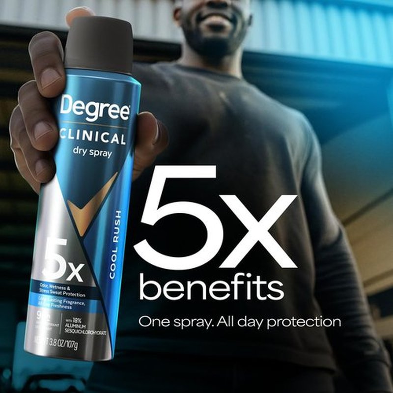 Degree Clinical Strength Antiperspirant Deodorant - Cool Rush Dry Spray | 96-Hour Sweat & Odor Protection, 3.8 OZ