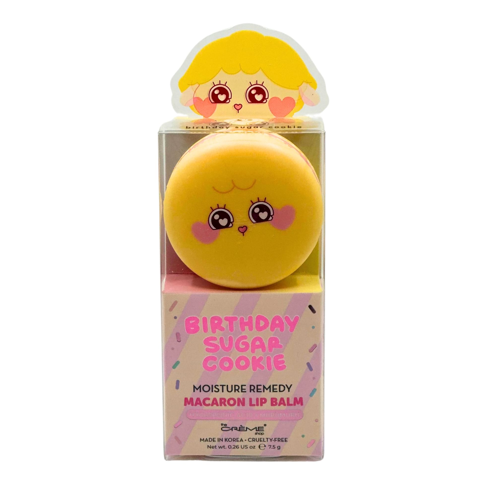 The Crème Shop Bubble Mates Macaron Lip Balm - Korean Lip Butter Balm Formulated with Hyaluronic Acid and Murumuru Butter for Moisturized, Smooth Lips (Birthday Sugar Cookie)