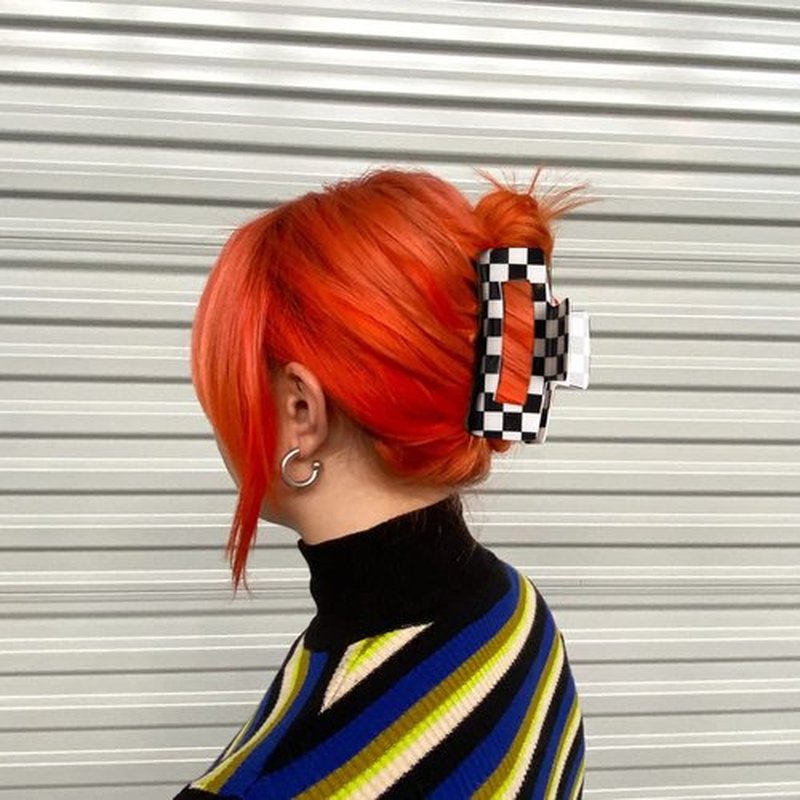 Skiennix Vintage Checkered Y2K Hair Barrettes - Aesthetic 3-Piece Claw Clip Set for Women & Girls