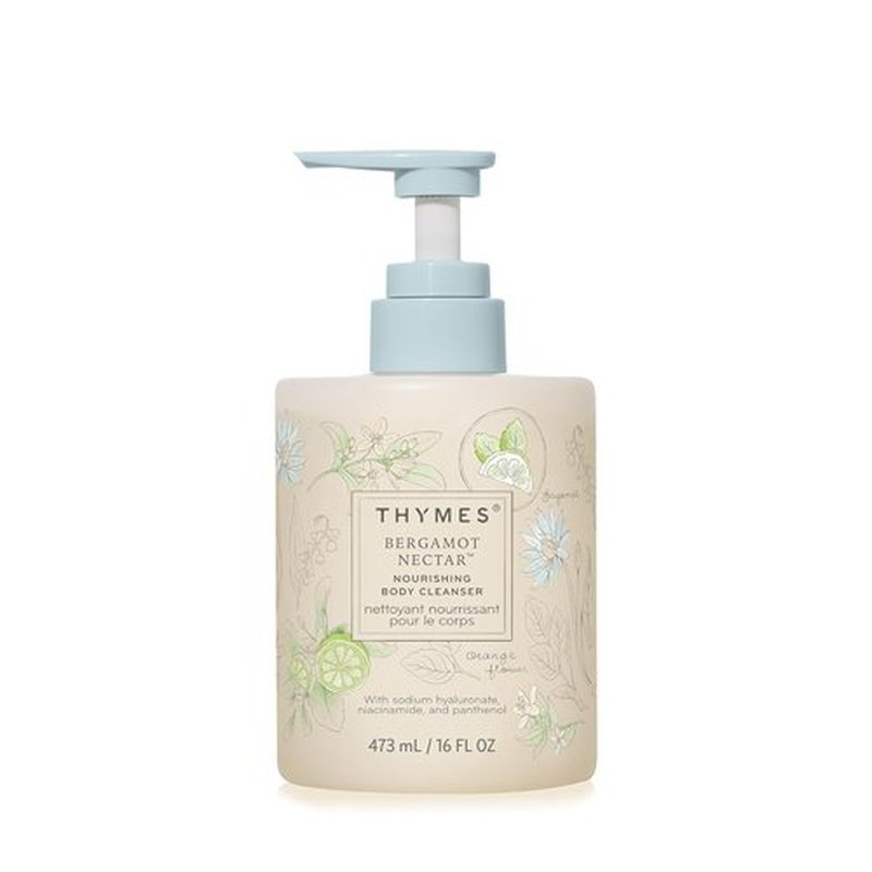 Thymes Nourishing Body Cleanser - Hydrating Moisturizing Body Wash with Pump | Bergamot Nectar, 16 fl oz