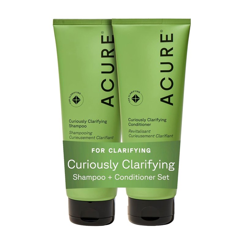 Acure Curiously Clarifying Shampoo & Conditioner Set - Deep Cleansing & Hydrating for Oily Hair - 8 fl oz (2 Pack)