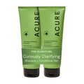 Acure Curiously Clarifying Shampoo and Conditioner Set - Daily Deep Cleansing & Hydrating Set for Women & Men, Detox for Oily Hair & Scalp Build Up, Paraben Free, Sulfate Free - 8 fl oz (2 Pack)