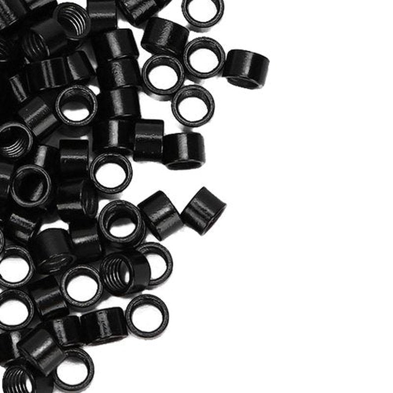 1000 Pcs Aluminum Micro Links Rings 4.5mm Lined Beads Hair Extension Tool (Black)