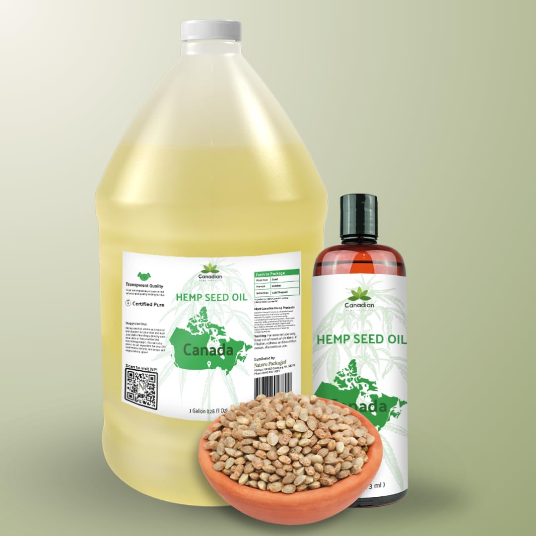 Nature Packaged Hemp Seed Oil for Skin, Hair and Body Direct from Hemp Oil Canada - Cold Pressed Hemp Seed Oils - 16oz (Pack of 2)