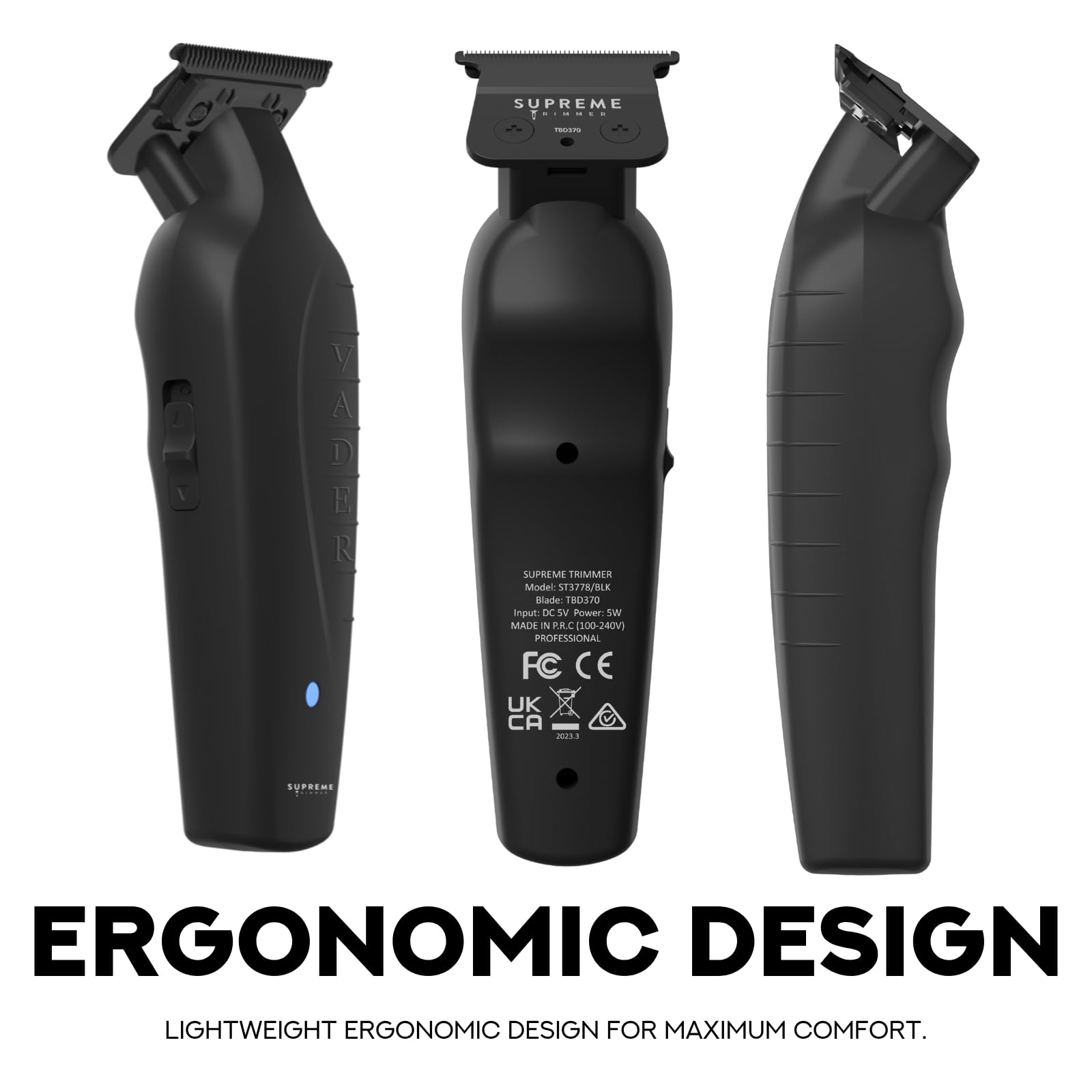 Supreme Trimmer Vader Trimmer ST3778 (210 Min Run Time) Beard Trimmer for Men, Professional Barber Liner Cordless Hair Clipper w/Additional DLC T-Blade - Black Bundle