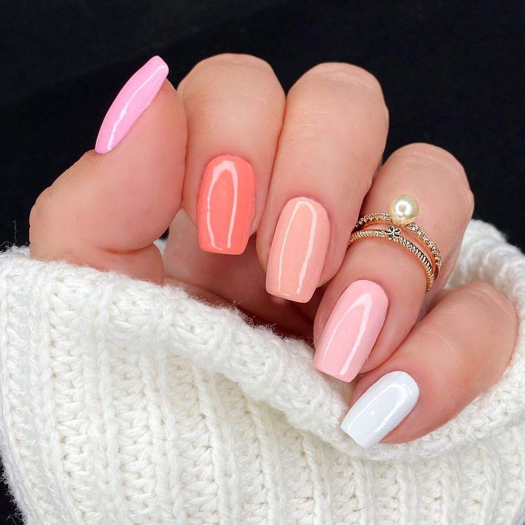 Vishine Gel Nail Polish Kit, 6 Colors White Nudes Pink Peach Colors Gel Nail Polish UV Gel Manicure Set Nail Art at All Seasons