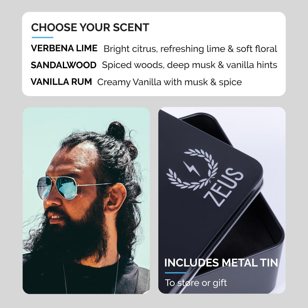 ZEUS Thick Beard Care Starter Kit for Men (Made in USA) Sandalwood