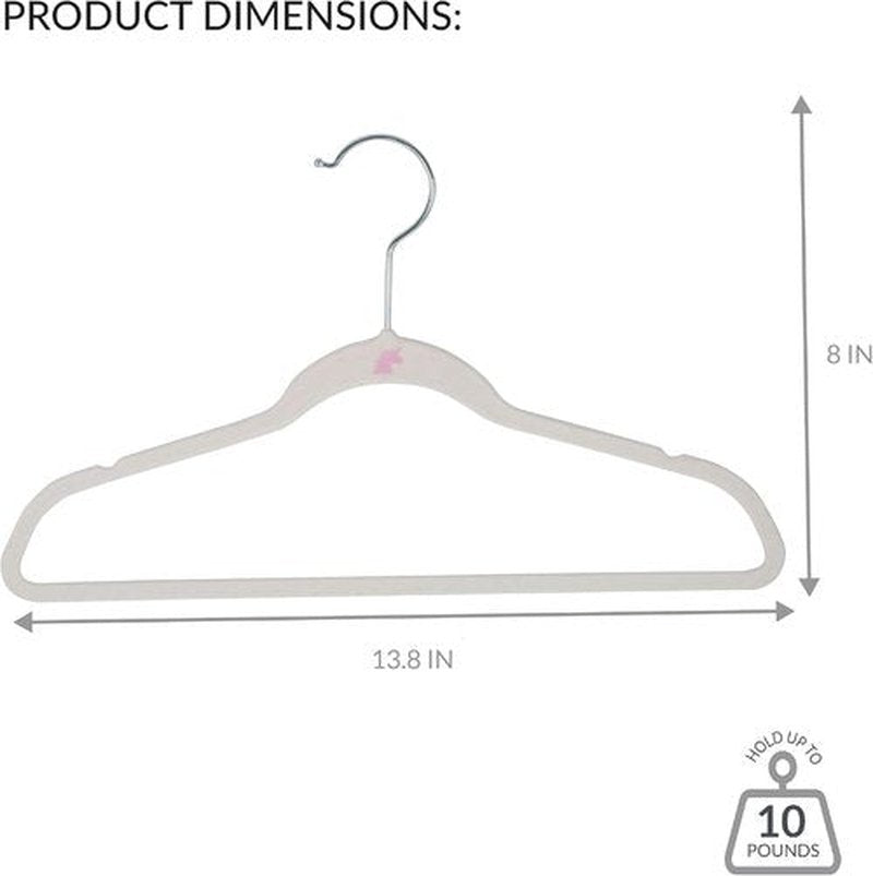 Simplify Velvet Hangers for Kids - 25 Pack | Slim Non-Slip Design | Space-Saving Closet Storage | White