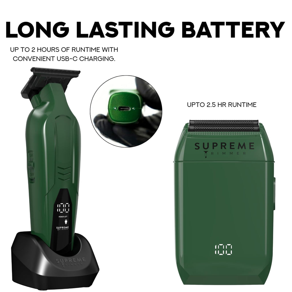 Supreme Trimmer Vader Trimmer & Crunch Foil Shaver Barber Haircutting Kit | Professional DLC T-Blade Beard Trimmer & Waterproof IPX6 Shaver Set | Red