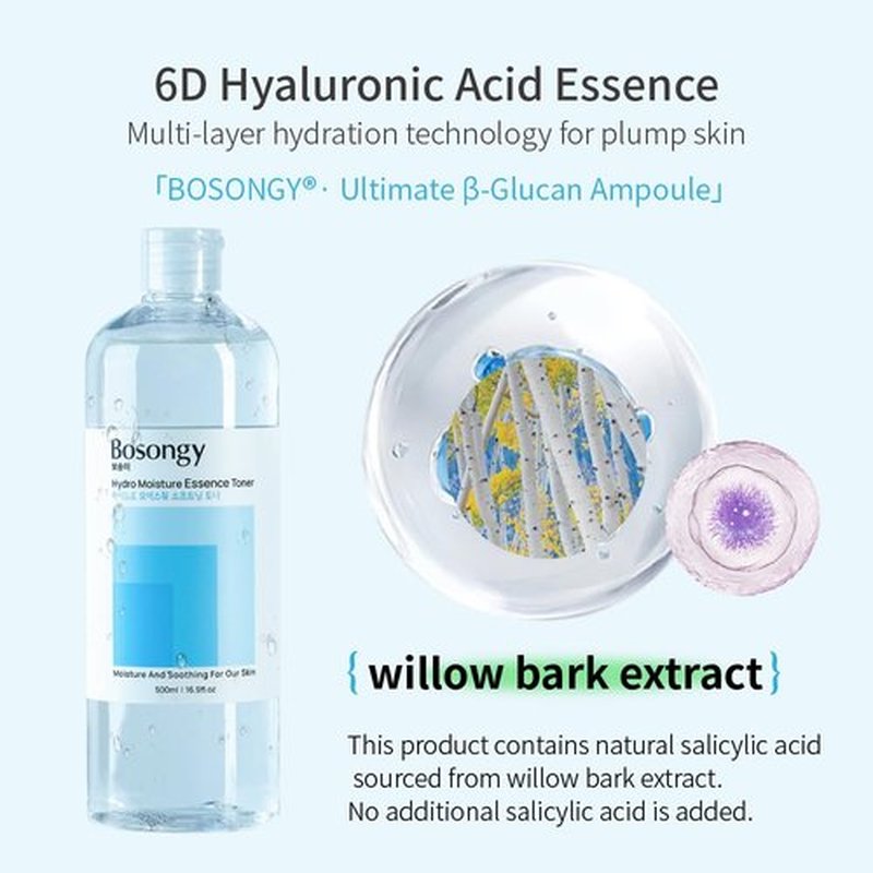 Bosongy Hydro Moisture Essence Toner 500ml(16.9fl.oz.) – Deep Nourishing Facial Toner for Dry & Sensitive Skin, Infused with Hyaluronic Acid, Panthenol &Azelaic Acid Toner Korean Skincare