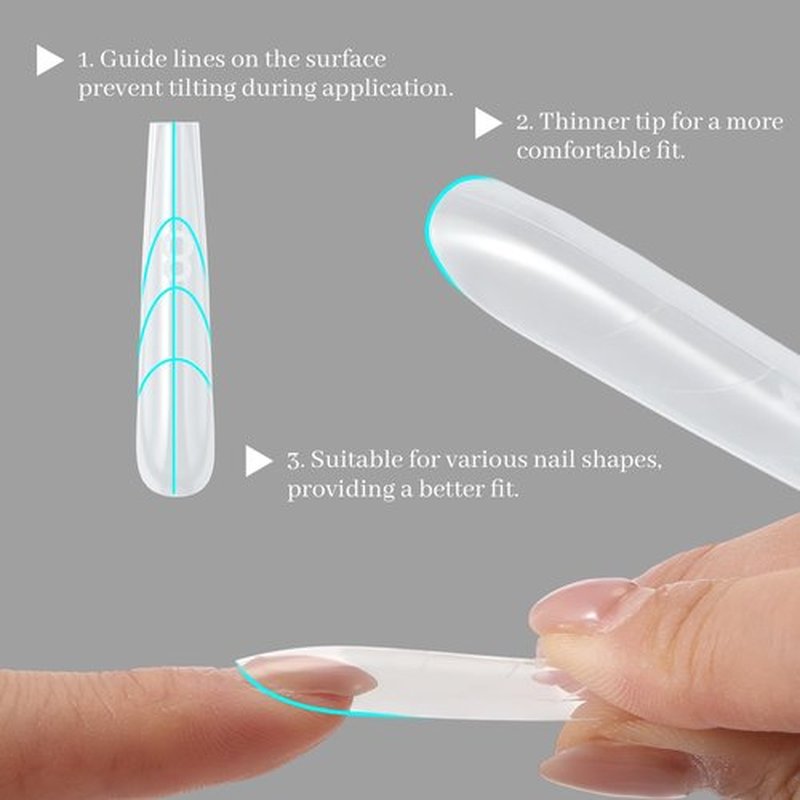 Dansib 480 Pcs Original Sandwich Nails Dual Forms Include Long Coffin Shape and Almond Round Nail Mold for Quick Nails Extension, 30 Sizes Plastic Form, Salon Nail Art Tools, Instruction Included