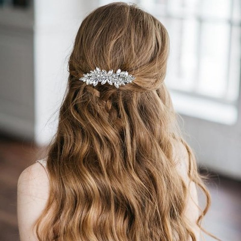 6 Pcs Hair Barrettes for Women Flower Pearl Hair Clip Elegant Bridal Silver Crystal Hairpins Wedding Accessories for Women