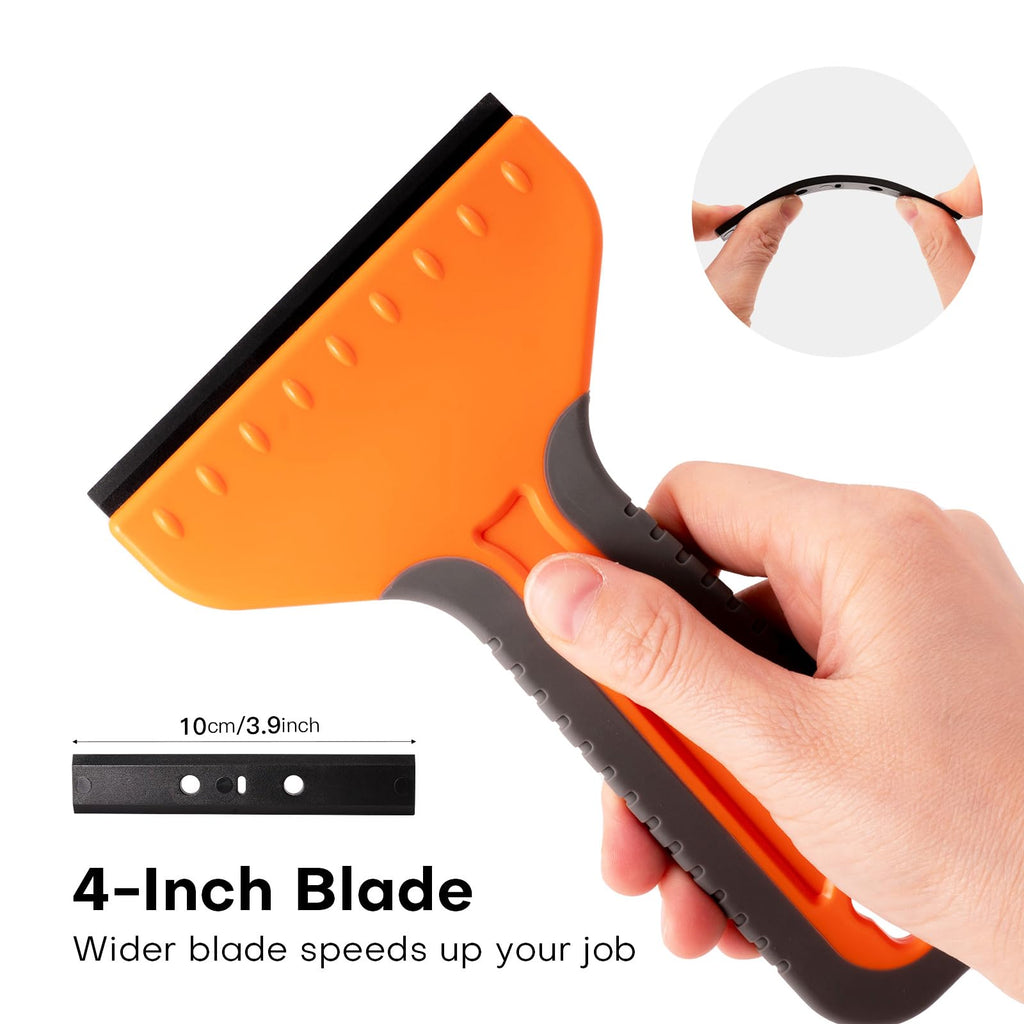 NEWISHTOOL 4-inch Plastic Razor Blade Scraper, 2 PCS Big Blade Paint Scraper Sticker Remover Scraper Tool with 20 Pcs Blades for Glue Label Decal Wallpaper Removing Glass Cleaning