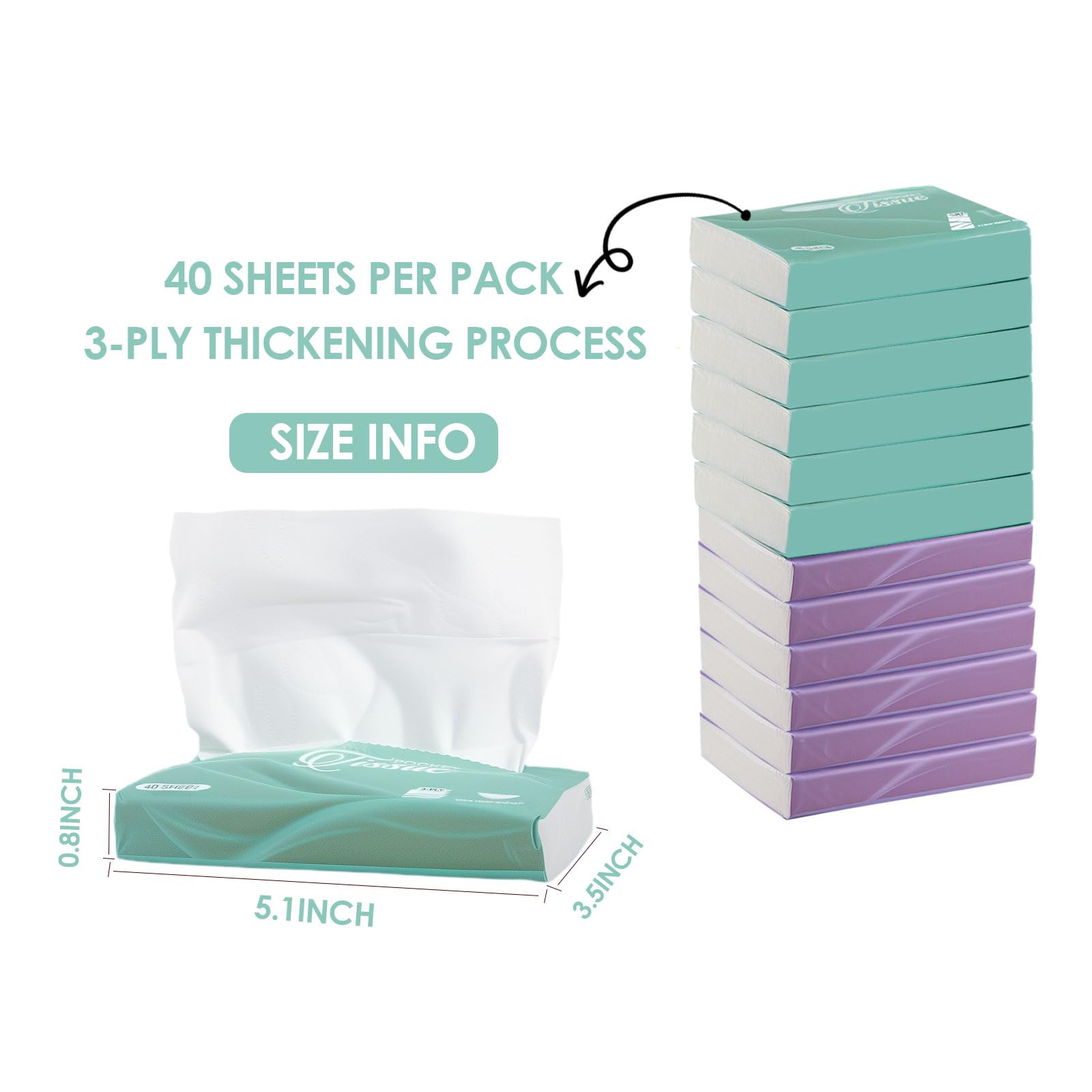 Pocket Tissues Travel Packs 480 Sheets with 3 Ply Facial Tissues Refills for Purse, Car, Traveling, and Camping,ultra clean and soft
