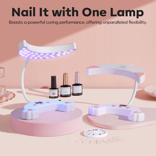 modelones Pink UV Gloves and GooseNeck UV LED Nail Lamp