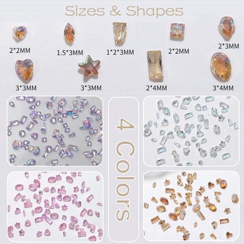 100pcs Colorful Zircon Mini Nail Rhinestones Clear Rhinestones for Nails Design 3D Nail Charms and Gems for Crafting Rhinestone Kit Fingernail Diamonds Nail Art Crystals Women Manicure Decor Gemstones