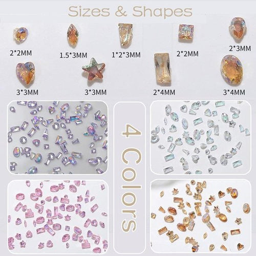 100pcs Colorful Zircon Mini Nail Rhinestones Clear Rhinestones for Nails Design 3D Nail Charms and Gems for Crafting Rhinestone Kit Fingernail Diamonds Nail Art Crystals Women Manicure Decor Gemstones
