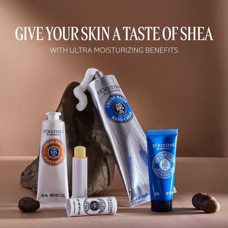 L'OCCITANE Shea Body Skincare Gift Set - Ultra Rich Cream, Hand Lotion & Foot Balm for Dry Skin