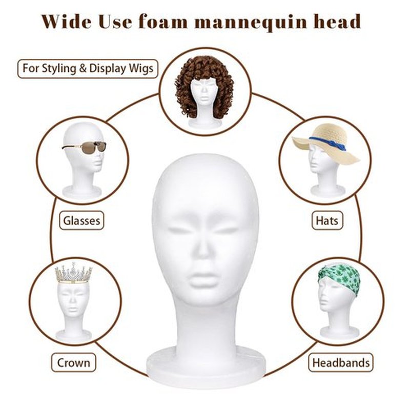 Leeven 3 Packs Foam Wig Head Female Styrofoam Mannequin Head Stand for wigs foam heads Wig Display for Style, Model, Display Hair, Hats, Hairpieces, Mask , Salon and Travel