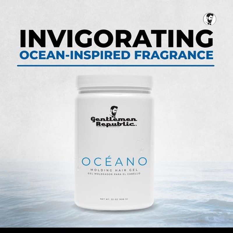 Gentlemen Republic Oceano Men's Hair Gel - 64oz Strong Hold & High Shine, Alcohol-Free Formula