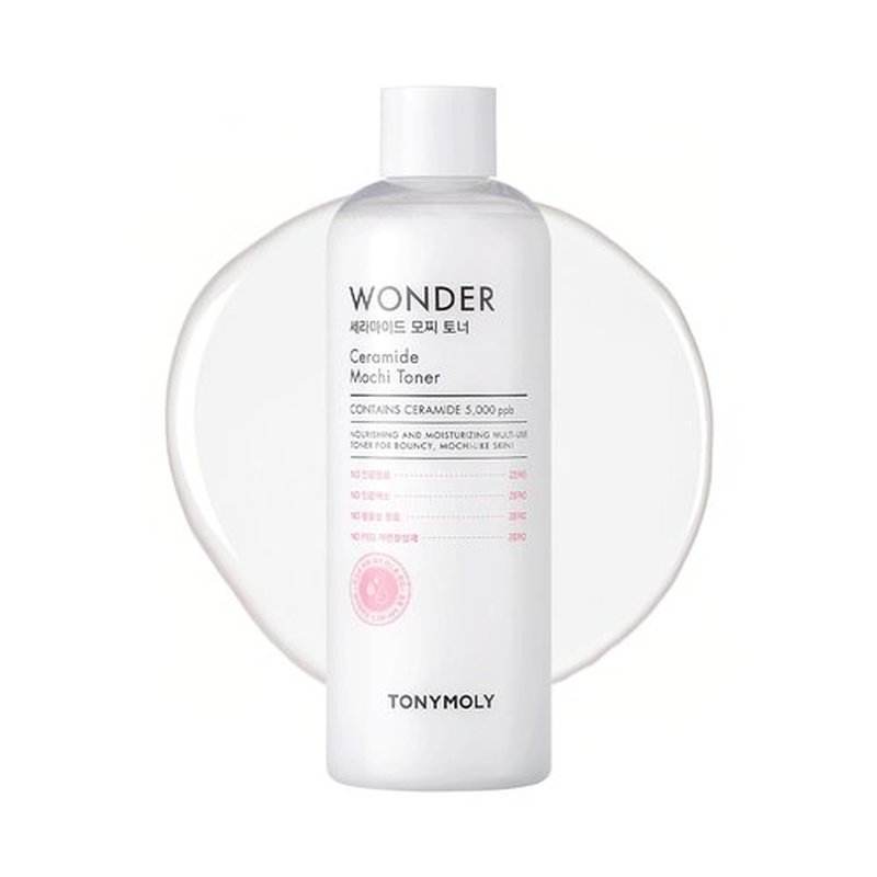 TONYMOLY Wonder Ceramide Mochi Milky Toner - Hydrating 5,000 ppb Ceramide Essence for Dry & Sensitive Skin | 16.9 fl oz / 500ml Value Size