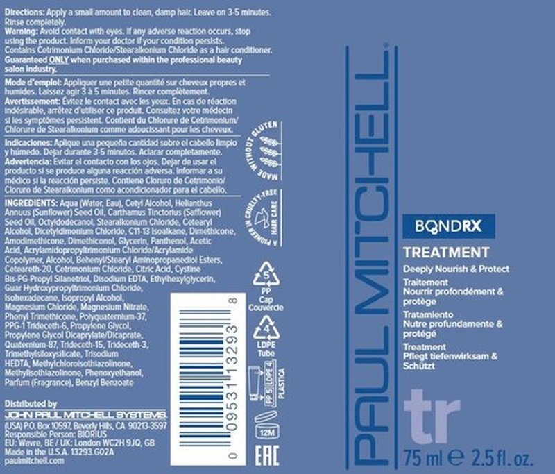 Paul Mitchell Bond Rx Treatment, Deeply Nourishes + Protects, For Chemically Treated + Damaged Hair, 2.5 oz