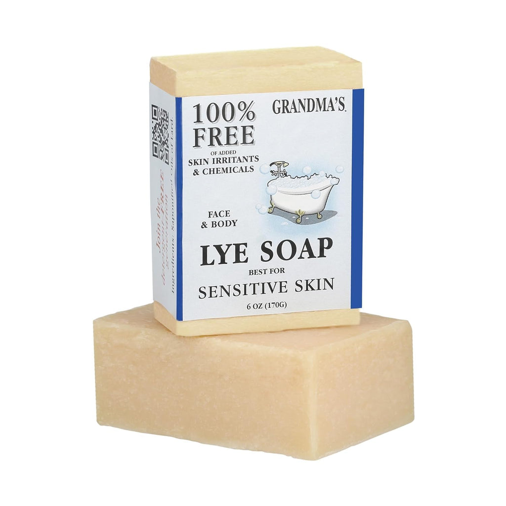 Grandma's Pure and Natural Lye Soap Bar Unscented Face and Body Wash Cleans, Cruelty Free, No Detergents or Additives, Natural Relief, 6 Ounce (Pack of 1)