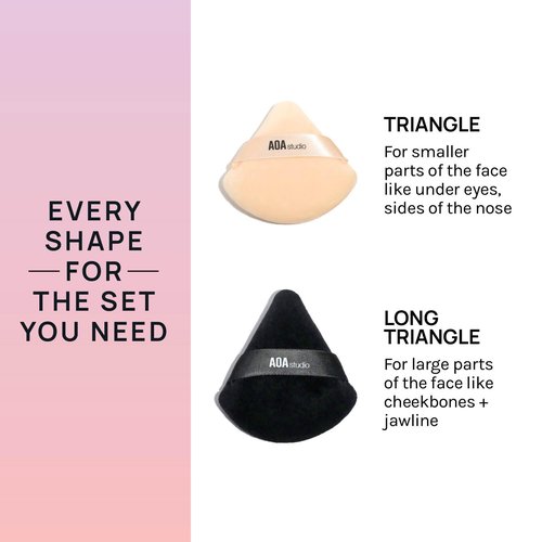 AOA Studio Velvet Puffs - Makeup Blender Sponge Set of 6 for Loose Powder | Black & Peach Colors
