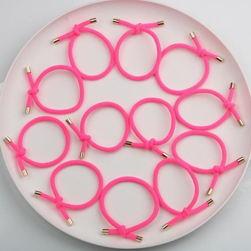 14PCS Hair Ties Elastics Stretchy Knotted Hair Ties Ponytail Holders for Women Girls Elastic Hair Rubber Bands for Thin Thick Wavy Curly Straight Long Hair (Neon Pink)