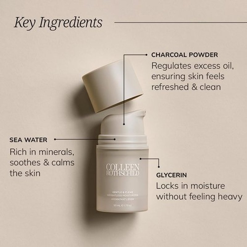 COLLEEN ROTHSCHILD Gentle & Clear Weightless Moisturizer | For Blemish-Prone, Sensitive & Reactive Skin | With Salicylic Acid & Niacinamide | Oil-Free | Fragrance-Free (1.7 fl oz)