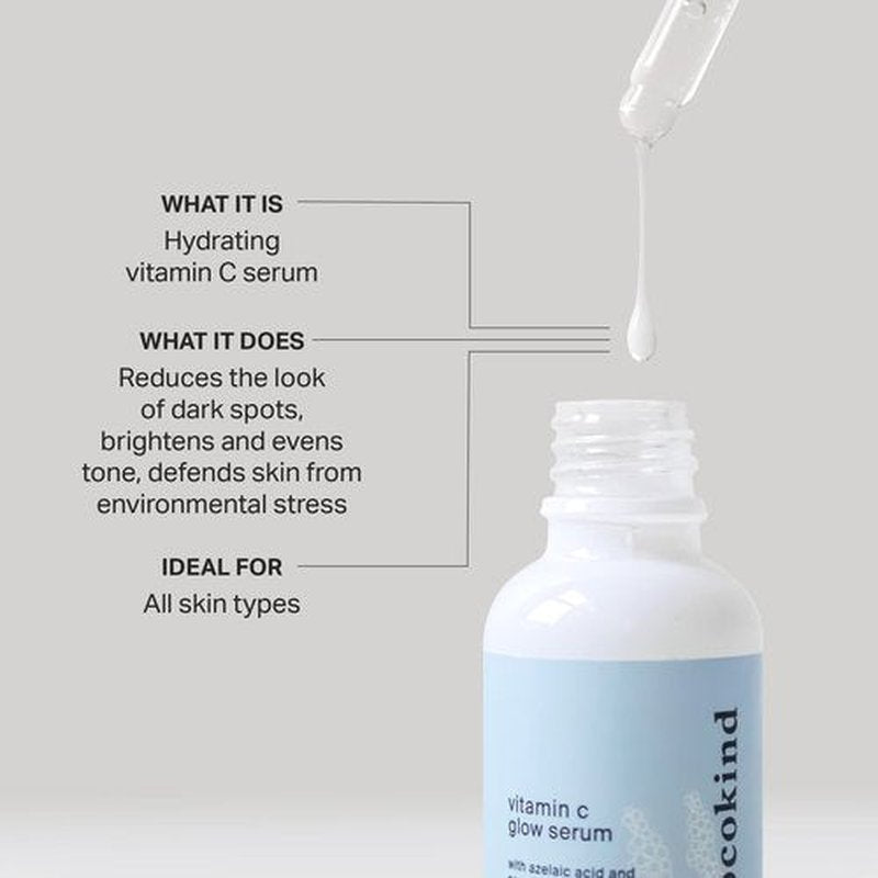 Cocokind Vitamin C Glow Serum with Azelaic Acid and Sea Grape Caviar for Bright and Even Skin, 1 Fl Oz
